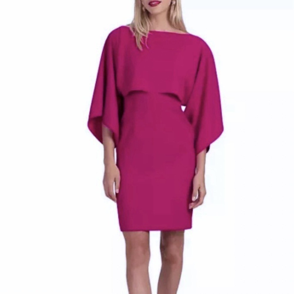 NWT Trina Turk Pink Shalee Boatneck Overlay Sheath Dress Size‎ 2 Flowy